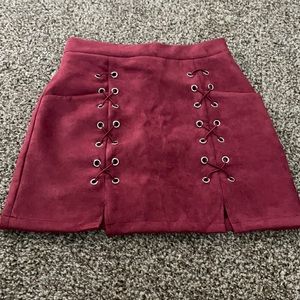 Suede red skirt